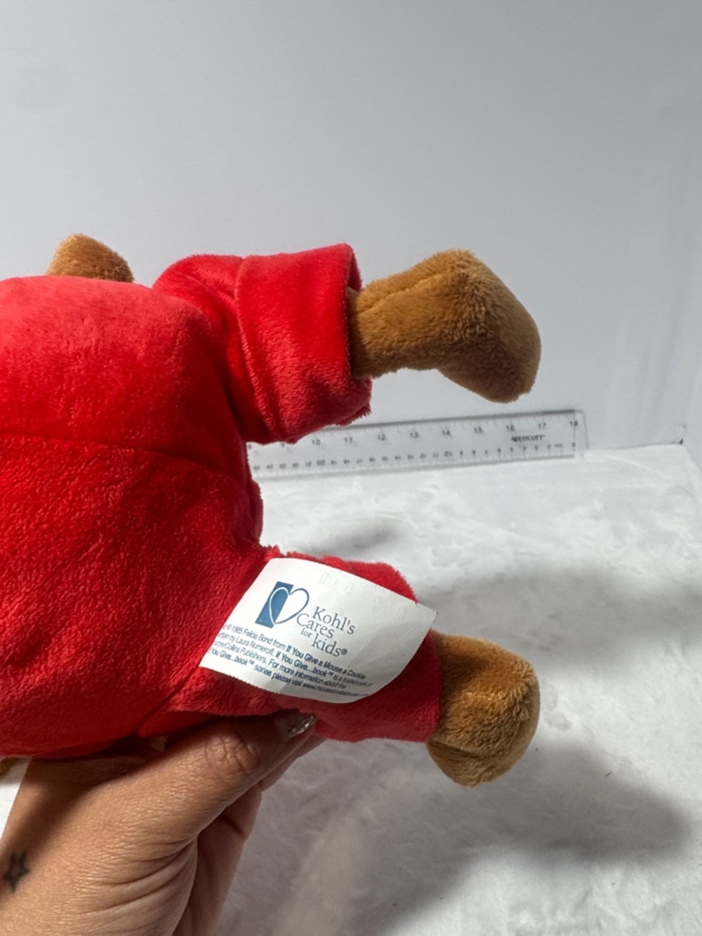 KOHLS CARES FOR KIDS 14” PLUSH MOUSE IN RED OVERALLS “If You Give A Mouse A Cook - Picture 4 of 5